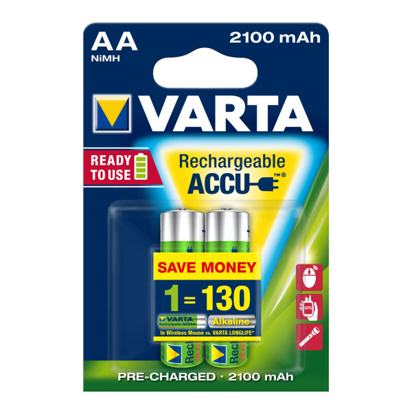 Аккумулятор VARTA RECHARGEABLE ACCU AA 2100mAh BLI 2 NI-MH (READY 2 USE)